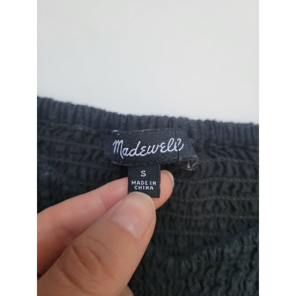Madewell Linen-Blend Lucie Smocked Mini Dress Size S Bohemian Whimiscal Gothic - Picture 8 of 13